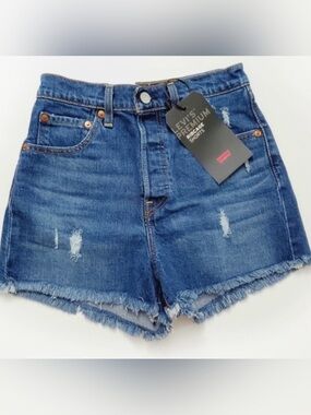 Levi's Ribcage High Rise Jean Shorts Charleston Denim
